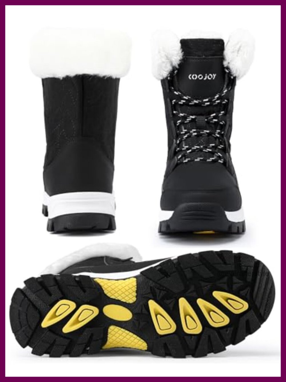 Waterproof Faux Fur Lined Mid Calf Snow Boots Lace Up Winter Walking Hiking - Picture 5 of 6